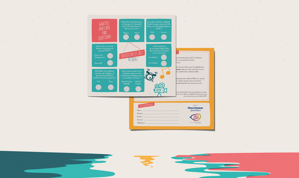 Exemple d'une carte à gratter recto et verso pour PVCP que l'on peut réalisé également pour le thème handisport