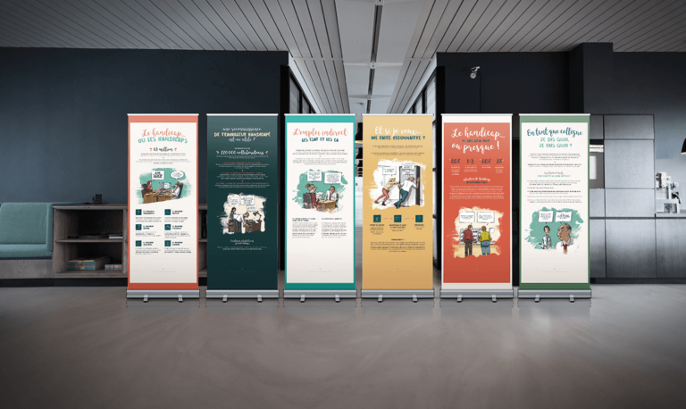 Kakemonos présentant l'exposition BD