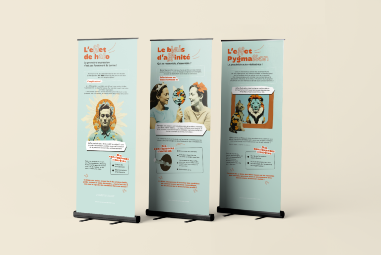 Mockup de l'expo biais et stéréotypes, 3 panneaux de côté - SEEPH